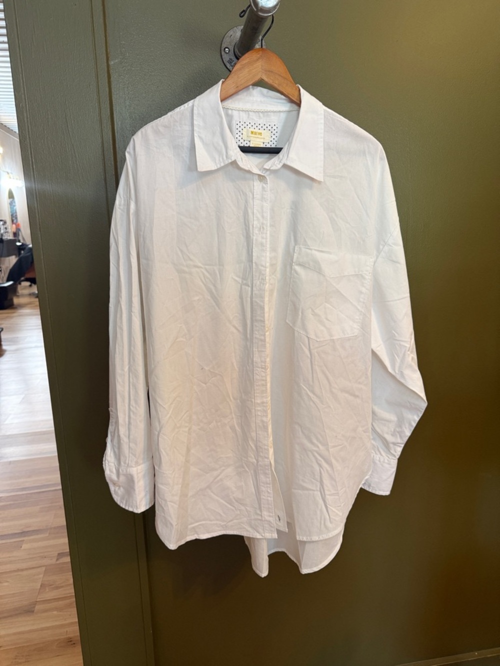 Anthropologie Oversized White Button-Down Shirt